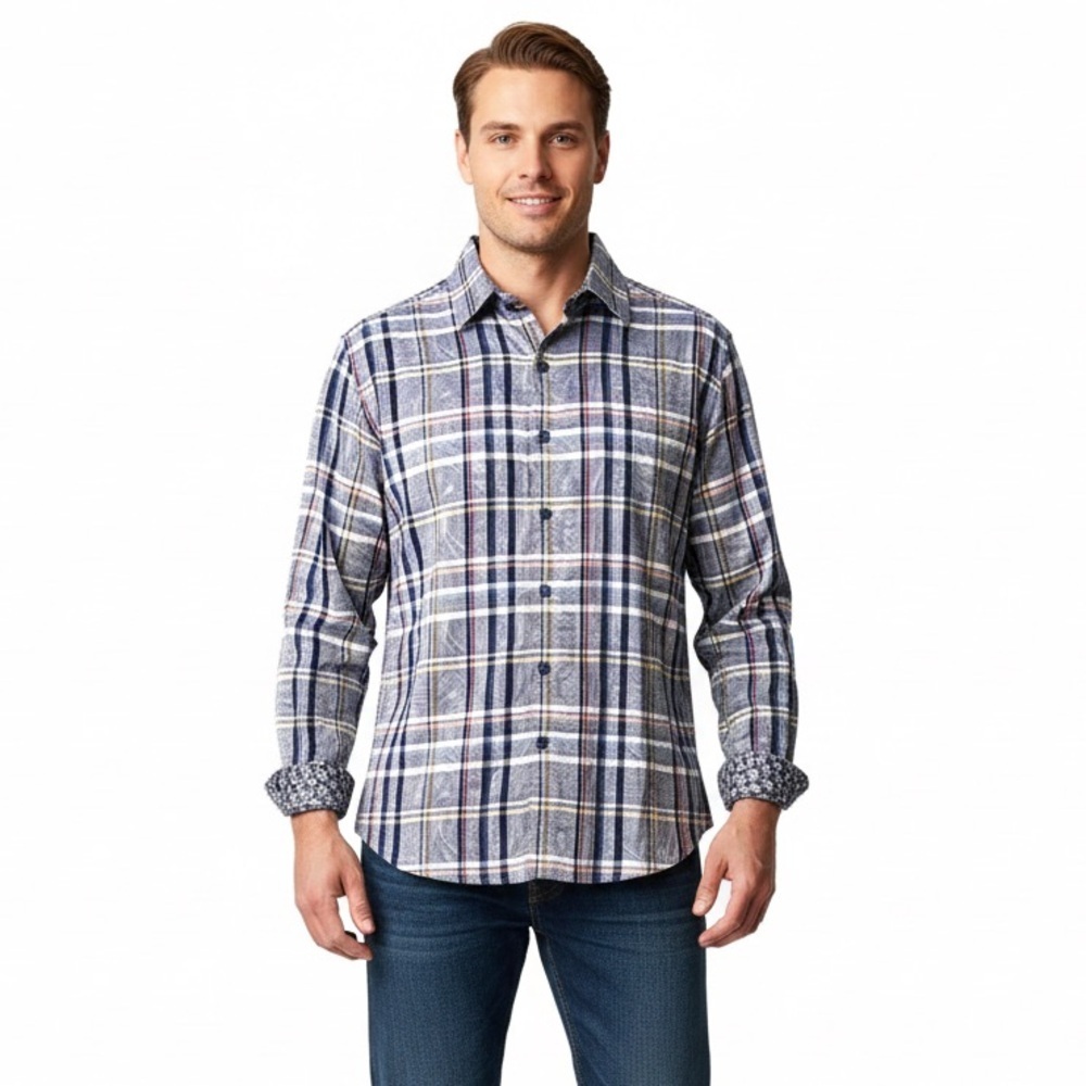 Robert Graham long-sleeve plaid button-down shirt, 2 XL, Tailored Fit
